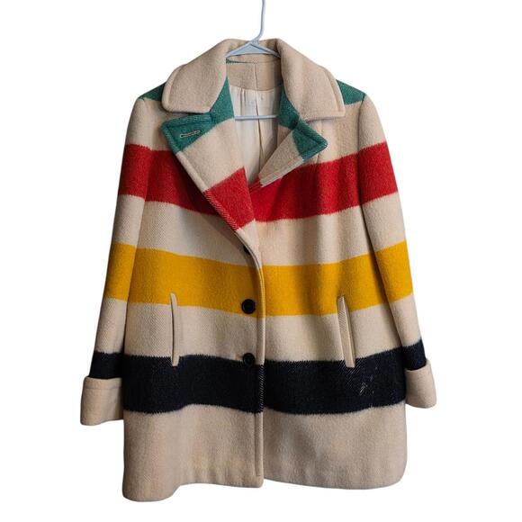 Vintage Original Rare circa 50s Hudson Bay Wool Point Blanket Coat Jacket Sz M/L